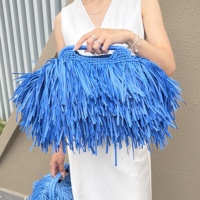 Pochette de soirée de luxe en paille et raphia, style Dumpling Bag, tressée à la main, pour mariage et plage, cadeau fait main