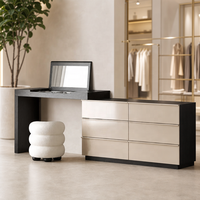 Meuble de toilette moderne en contreplaqué pour chambre à coucher, avec rangement intégré, design extensible, hauteur réglable, table de maquillage écologique pour bureau
