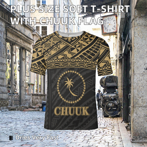 T-shirt personnalisé pour homme grande taille, imprimé drapeau Chuuk, col rond, manches courtes, tricoté, streetwear décontracté - Product Image 2