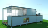 Conteneur préfabriqué de 222 m², 7 unités combinées, maison familiale de 3 chambres avec véranda dans le Sabah