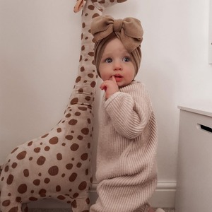 Turbante per Neonata, Bandana Carina in Cotone Lavorato a Maglia per Tutte le Stagioni, Fascia per Capelli con Grande Fiocco - Product Image 4