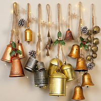 Meilleure vente transfrontalière : Cloche de Noël suspendue en corde de jute, cloche rétro en métal, cloche de vache en fer pour décoration murale, style moderne, en stock