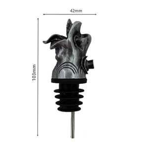 Bouchon de bouteille aérateur en métal durable YH3667, motif tête de loup de dessin animé, pour vin rouge/whisky, décoration unique pour cuisine, bar et maison - Product Image 3