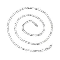 Collier chaîne câble pour femme italienne en argent sterling massif 925 plaqué rhodium tendance pour cadeau ou mariage