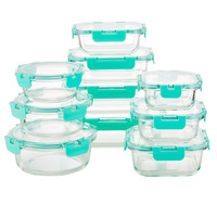 Boîte à lunch en verre borosilicate haute résistance avec fourchette et cuillère, couvercle en PP, 3 compartiments, sans BPA, compatible lave-vaisselle, hermétique, empilable