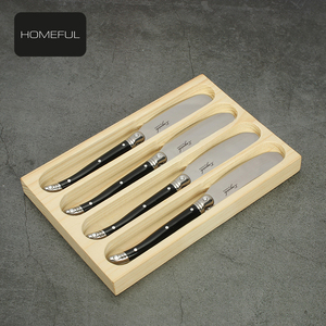 <span class=keywords><strong>Couteau</strong></span> à tartiner en acier inoxydable avec manche en plastique noir, ensemble de couteaux à pain, 4 couteaux à tartiner pour fromage à pâte molle, lavable au lave-vaisselle - Product Image 6