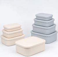 Boîte à lunch en silicone pur sans BPA, grande capacité, étanche, compatible micro-ondes, pour enfants, avec couvercle