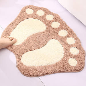Tapis de bain floqué à motif de pieds, en polyester à poils longs, antidérapant en TPR, pour entrée de salle de bain, tapis de sol absorbant pour la maison et la douche - Product Image 2