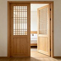 Porte intérieure en bois massif de pin, style chinois, avec grille, classique, pour décoration d'hôtel