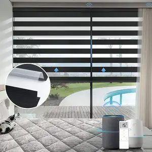 Karartma rulo Alexa kumandalı batarya Wifi Tuya akıllı Somfy otomatik güneş Zebra jaluzi motorlu Windows için