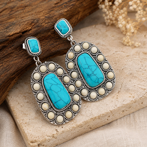 Orecchini Pendenti Vintage Blu-Verde, Gioielli Artistici di Moda per Donne - Product Image 3