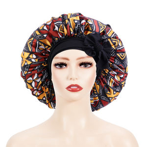 Gorro africano con diadema ancha, gorro de seda de pelo satinado para mujer, gorro sedoso de lujo extra grande con correas largas - Product Image 6
