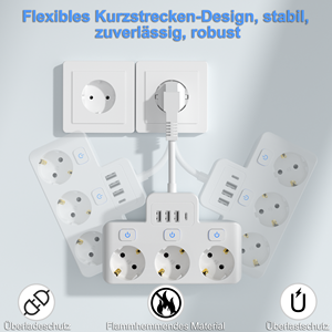 Fast Charge Multi Socket EU <b>Plug</b> Power Strip 3 AC Outlet Multi Extension Cord Electrical Power Socket With 3 <b>USB</b> and 1TYPE-C - Product Image 3
