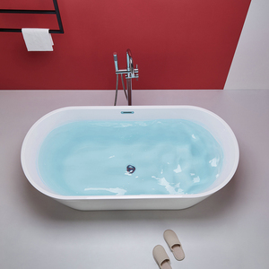 Baignoire autoportante de luxe moderne en acrylique, design rectangulaire avec douche intégrée pour hôtel, bain chaud inclus - Product Image 2