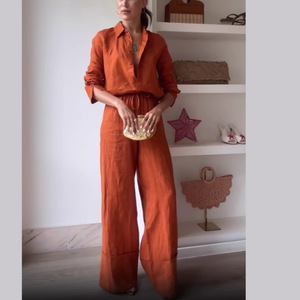 Nuevo Conjunto Casual de Pantalones y Camisa de Color Sólido con Cordones para Mujer - Product Image 2