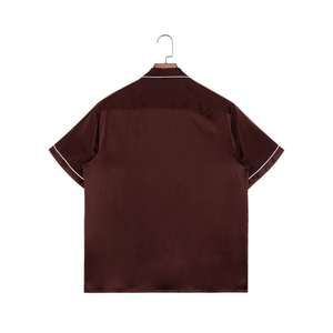Camicie da uomo casual in raso di seta 100% Quiet Luxury, con <span class=keywords><strong>colletto</strong></span> a revers, vestibilità ampia e dritta, a maniche corte - Product Image 2