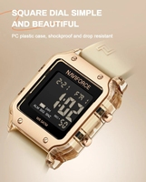 NAVIFORCE Jam Tangan Digital Multifungsi Jam Tangan Modis Wanita Tampilan Waktu Tanggal Minggu Tali Silikon Jam Tangan Wanita Tahan Air