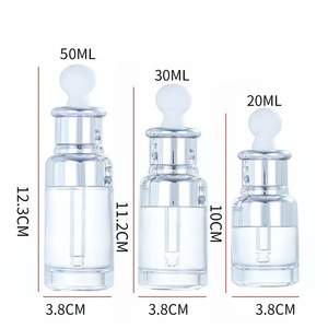 Botella Cosmética de Vidrio Transparente de Lujo Capot de 20ml, 30ml, 50ml con Gotero de Aluminio para Suero y Aceites Esenciales, Diseño Elegante - Product Image 3