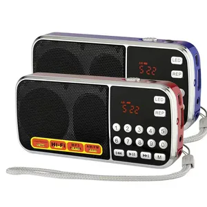 TF USB AUX 손전등 충전식 배터리가있는 L-088AM 슈퍼베이스 AM/FM 라디오 킹 HIFI 스피커