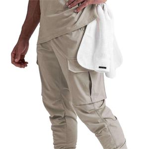 Custom Logo Sportswear Track <b>Trousers</b> with <b>Drawstring</b> Pockets Mid Waist Joggers for Men-Casual Cargo Pants with Logo Printing - Product Image 3