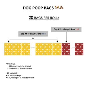 Sacs écologiques compacts pour voyages, rouleau sanitaire sans noyau, sacs à déchets pour animaux de compagnie bicolores - Product Image 3
