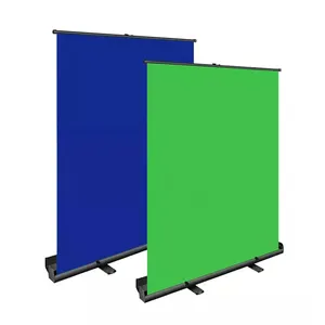 1.5*2M Portable Photography Backdrop Roll Up Green Screen Collapsible Chromakey Panel Background Black Blue