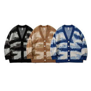 Custom OEM &amp; ODM Long Sleeve Knit Jacquard <strong>Cardigan</strong> Sweaters V Neck <strong>Men</strong> Clothes Fashion Knitted Sweater <strong>Cardigan</strong> <strong>Men</strong> - Product Image 3