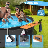 Table de bord de piscine en bois d'extérieur Marazual, pliable, en bois massif, réglable avec étagère de rangement