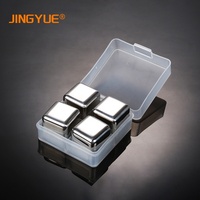 Pierres à whisky en métal personnalisées avec logo, réutilisables, en acier inoxydable 304, cubes de glace dorés pour spiritueux, vins et boissons