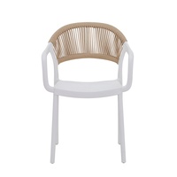 Chaise de salle à manger moderne en plastique tressé avec dossier en rotin et assise respirante en grille pour balcon, jardin, restaurant, extérieur