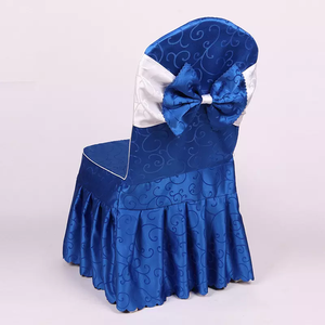 Luxury Jacquard Woven Polyester/Cotton Pure White Durable <strong>Chair</strong> <strong>Cover</strong> Stretch Ruffled Skirt Steel Pipe Banquet Wedding - Product Image 5