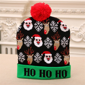 Promotion Electric Artware <strong>Holiday</strong> Decorative Winter Mix Designs Knitted Flashing LED Christmas <strong>Hat</strong> - Product Image 6