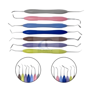 Ensemble d'instruments dentaires professionnels en acier inoxydable 7 pièces, poignée ergonomique pour une pose et un façonnage précis du composite - Product Image 1