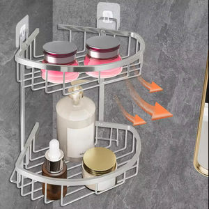 Étagère d'angle de douche en aluminium antirouille à 2 niveaux, sans perçage, murale, pour articles de toilette, shampoing et savon - Product Image 4
