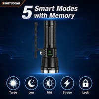 Lampe de poche LED rechargeable 30000 lumens, portée 980m, 32000mAh, USB Type C, étanche IPX4, torche en aluminium, vente en gros, noir