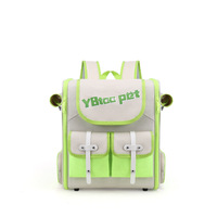 Sac à dos pour animaux de compagnie bicolore multi-poches, pliable et respirant, avec fenêtres latérales en maille roulables pour les voyages en extérieur