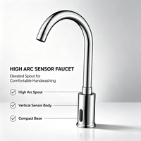 Robinet de lavabo automatique sans contact à col de cygne moderne, avec capteur, disponible en OEM pour la rénovation des salles de bain d'hôtel