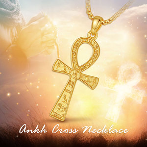 Changda Ancietnt egitto amuleto gioielli in oro placcato 925 in argento Sterling Goth da uomo egitto Vintage croce Ankh collana pendente - Product Image 5