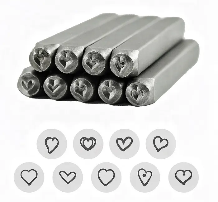 Heart Shape stamps 6mm 1/4" Metal jewelry stamping kit,Bracelet making stamping tool.