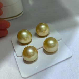 Perlas Sueltas Naturales de Oro de la Marca Wenchi, China, 14-15 mm, Color Oro Champán, Perlas Redondas con Orificio, Extremadamente Impecables, en Caja de Regalo, Venta al por Mayor - Product Image 3