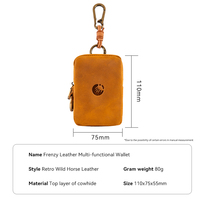 Porte-monnaie mini portable en cuir véritable Crazy Horse de haute qualité, style rétro, avec mousqueton, pour écouteurs, clés et pièces de monnaie, idéal pour l'extérieur