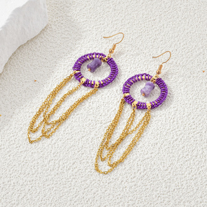 Conjuntos de pendientes de collar de acero inoxidable chapados en oro de 14 quilates de estilo bohemio a la moda para mujer, resistentes y duraderos para fiesta, uso diario - Product Image 5