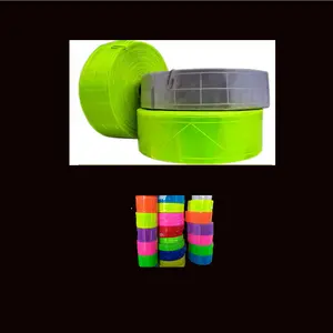 Warna Neon PVC Bening Terang Prismatis Retro Pvc Pita Reflektif Jahitan Pada Pakaian Rompi/Topi