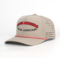 Gorra de Golf de Color Caqui con Logotipo Bordado Personalizado con Láser en Tela de Nailon de Alta Calidad con Cuerda Roja