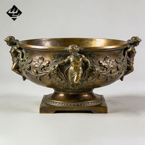 Jardinière haute en bronze de style rococo, urne de jardin en <span class=keywords><strong>laiton</strong></span> antique pour la décoration de la cour de villa - Product Image 3