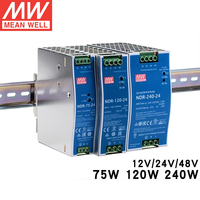 Alimentation électrique à découpage Mean Well NDR-75-24 75W 24V 3.2A pour montage sur rail DIN, pour l'automatisation industrielle, le contrôle PLC, les équipements de machines