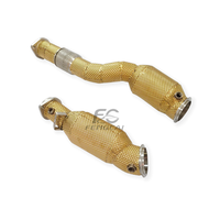 Header Downpipe Knalpot High Flow 100Cell 200Cell 300Cell untuk BMW G8X G80 G82 M2 M3 M4 3.0T dengan Pelindung Panas Emas