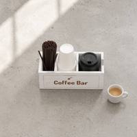 Boîte de rangement pour bar à café en bois blanc vieilli style ferme, 3 compartiments, porte-couvercles de tasses pour comptoir de cuisine, station de préparation, décoration intérieure