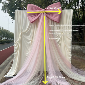 Tende Decorative di Alta Qualità da 63 Pollici in <span class=keywords><strong>Bianco</strong></span> <span class=keywords><strong>e</strong></span> Nero per Chiesa, Matrimoni, Eventi <span class=keywords><strong>e</strong></span> Feste, con Fiocco <span class=keywords><strong>Rosa</strong></span> - Product Image 4