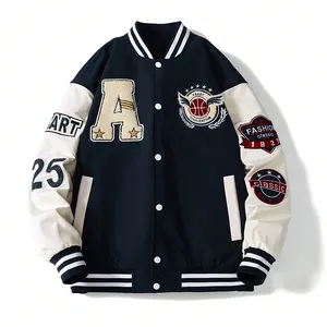 Oem Manufacturer High Quality Custom Chenille Embroidery Leather Sleeves Men Baseball Bomber Varsity Jacket